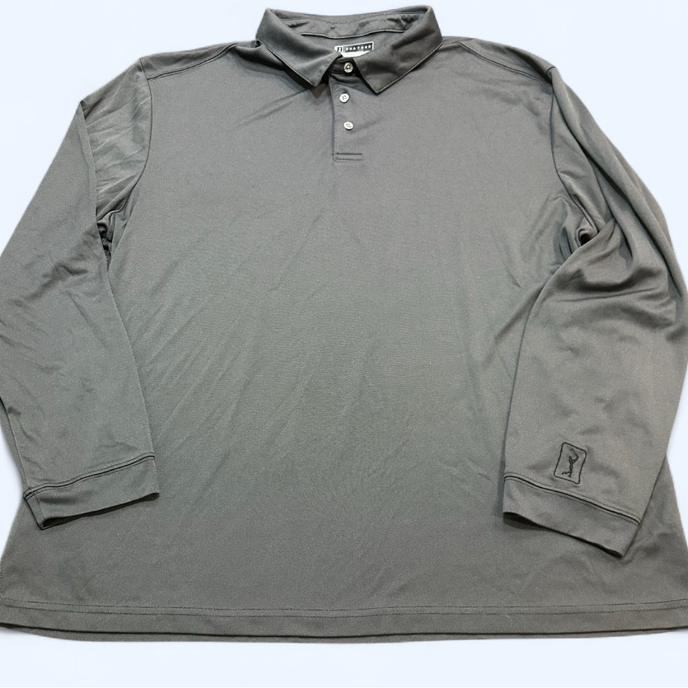 PGA Tour Men’s XXL Black/dark grey long sleeved collared shirt